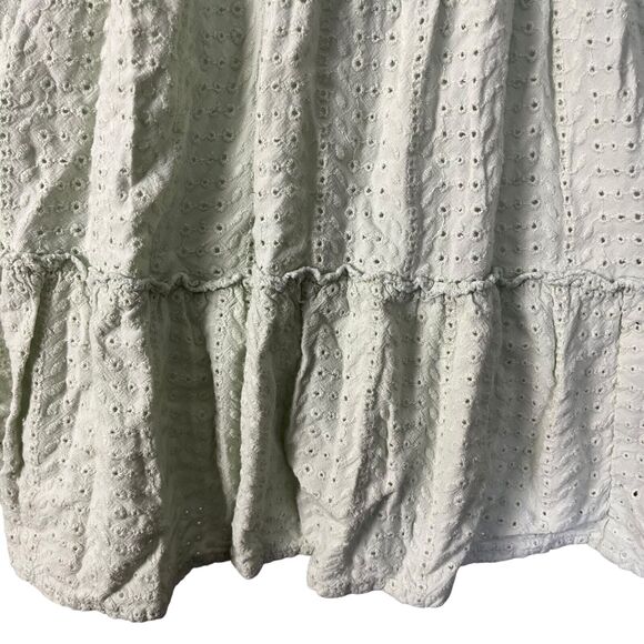 Sim & Sam Babydoll Pastel Green Eyelet Y2K Embroidered Cotton Dress Womens L - Picture 11 of 16
